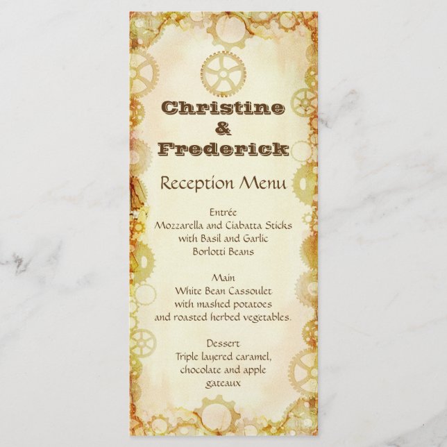 Casamento, cardápio e programa Steampunk (Frente)