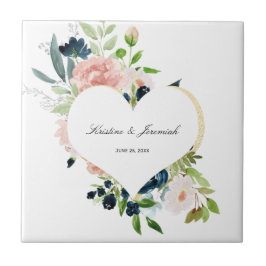 Casamento Cardíaco Floral Rosa de Blush Marinho Az