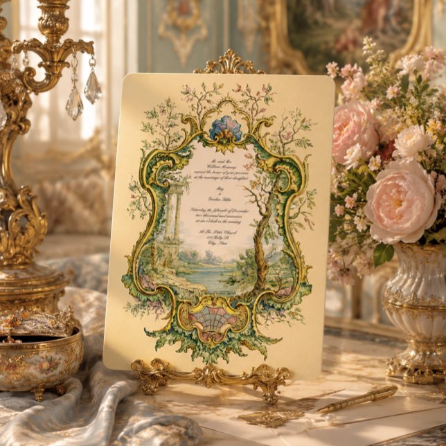 Casamento Cartão Cor Barroco Rococó Retro 1738  (Criador carregado)