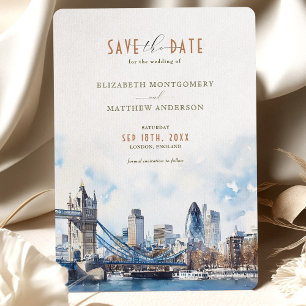 Casamento Cartão de Salve o Dia Aquarela Londres I