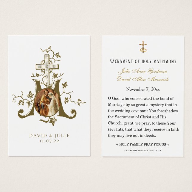 Casamento Católico da Santa Carteira Marian Cross (Frente & Verso)