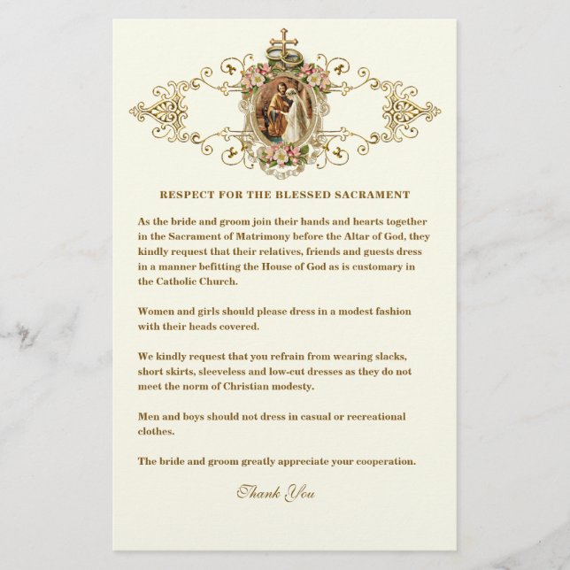 Casamento católico - Desenho religioso modesto (Frente)