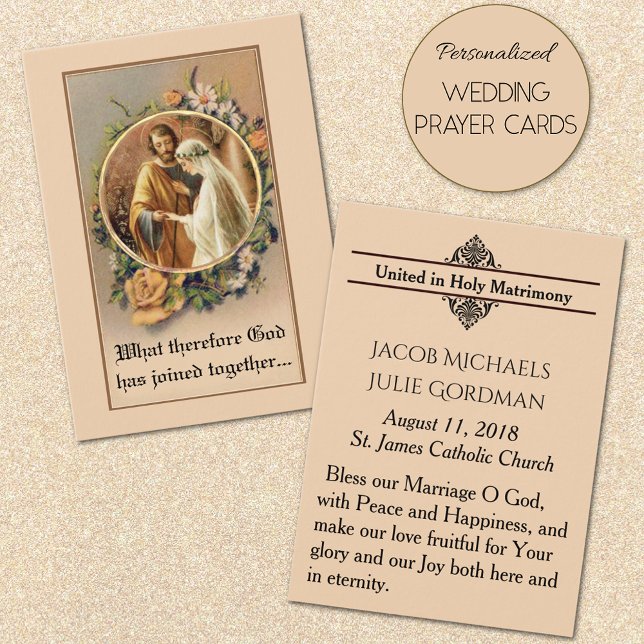 Casamento Católico Favorece Noiva Sagrada Cartões (Traditional Catholic Personalized Wedding Prayer Cards)