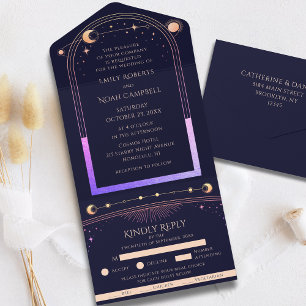 Casamento Celestial Arco-íris Prata Azul Escuro
