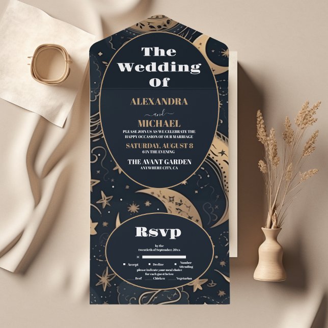 Casamento Celestial Azul Dourado à Meia-Noite (Criador carregado)