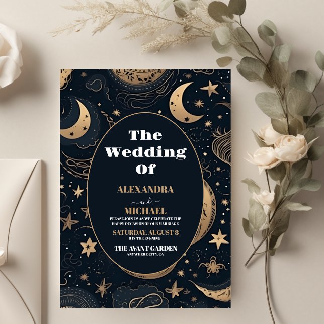 Casamento Celestial Azul Dourado à Meia-Noite (Criador carregado)