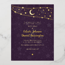 Casamento Celestial Chique Dourado Roxo Fundo