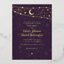 Casamento Celestial Chique Dourado Roxo Fundo
