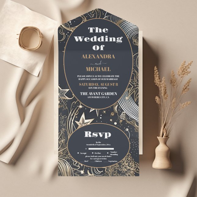 Casamento Celestial Dourado de Prata Elegante (Criador carregado)
