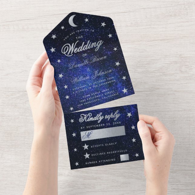 Casamento Celestial  Elegantes Estrelas Azuis Prat (Tearaway)