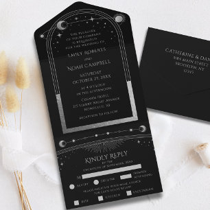 Casamento Celestial Negro Silver Sun Moon Astronom