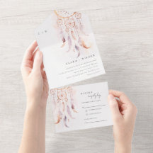 Casamento Chic Boho Feather Dreamcatcher Watercolo