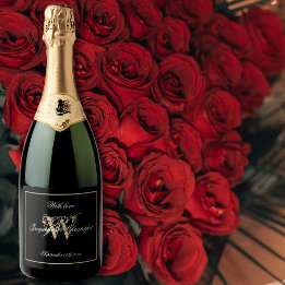 Casamento Chic de Script Monograma Preto e Dourado