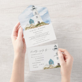 Casamento Chic Dusky Aqua Blue Lighthouse Mountain