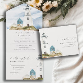 Casamento Chic Dusky Aqua Blue Lighthouse Mountain