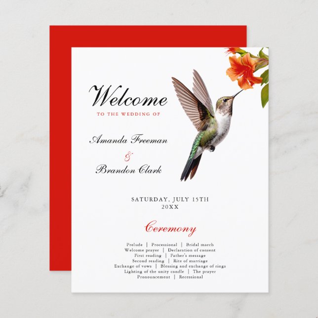 Casamento Chic Hummingbird e Orange Flower (Frente/Verso)