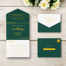 Casamento Chic Simples, Verde E Dourado, Moderno