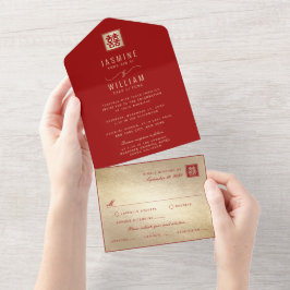 Casamento Chinês de Felicidade Dupla Quadrada Clás