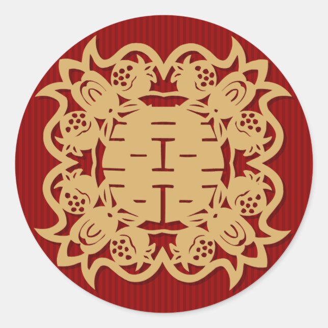 Casamento chinês dupla felicidade adesivos vermelh (Frente)