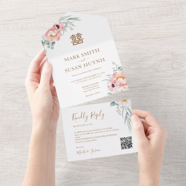 Casamento Chinês Eucalyptus Peonies (Tearaway)