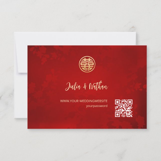 Casamento chinês RSVP Dourado Vermelho (Verso)