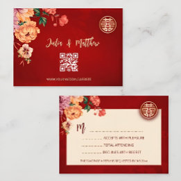 Casamento chinês RSVP Vermelho do Código QR