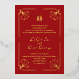 Casamento Chinês Vermelho com Dupla Felicidade Mui