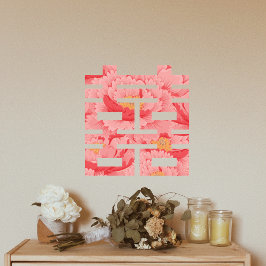 Casamento Chinês Xi Duplo Flor Rosa