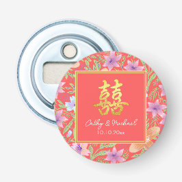 Casamento chinês xi duplo floral Peranakan vermelh