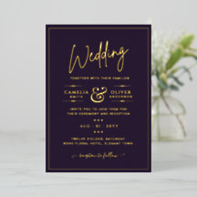 Casamento Clássico Clássico de GOLD FOIL Plum