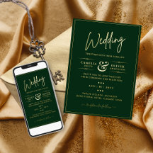 Casamento Clássico Clássico GOLD FOIL Verde Elegan