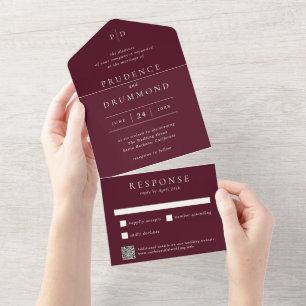 Casamento Clássico Código QR Burgundy Profundo Ele