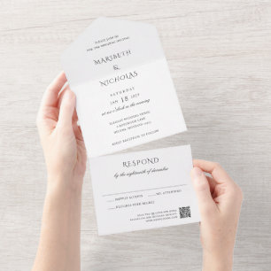 Casamento Clássico com Código QR Preto e Branco Mo