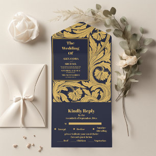 Casamento Clássico de Arte Azul Nouveau