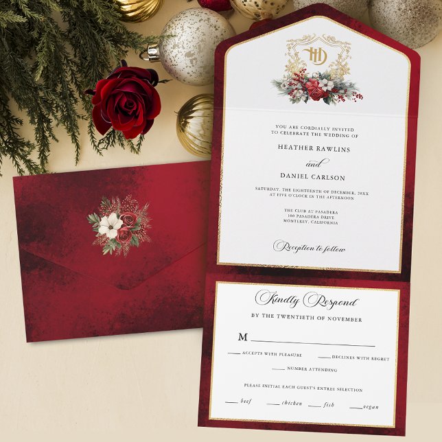 Casamento Clássico de Crest Floral Monograma (Criador carregado)
