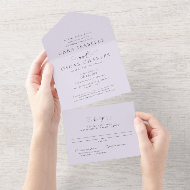 Casamento clássico de lilac roxo elegante formal (Aba destacável)