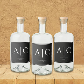 Casamento Clássico de Monograma Negro Moderno