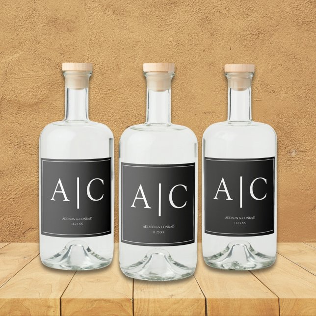 Casamento Clássico de Monograma Negro Moderno (Criador carregado)