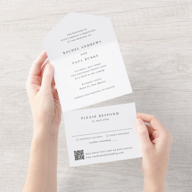 Casamento Clássico e Atemporal com QR Code Formal (Aba destacável)