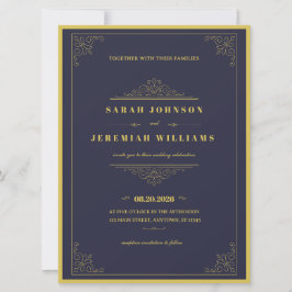 Casamento Clássico Elegante azul-marinho e Dourado