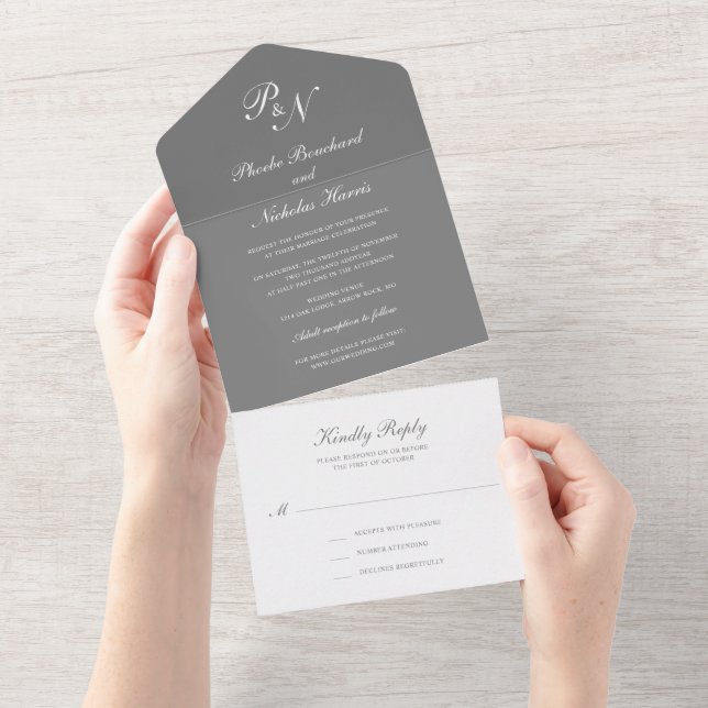 Casamento Clássico Elegante Cinza (Aba destacável)