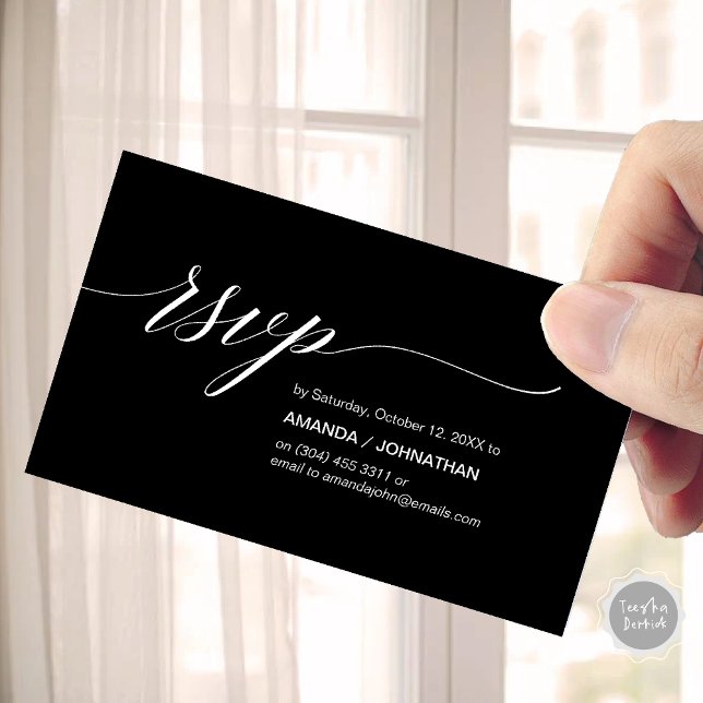 Casamento Clássico Elegante, RSVP Convite de festa (Elegant Classic Wedding, Party Invitation RSVP Enclosed Card, in Classy Black)