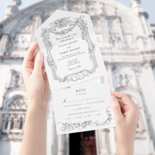 Casamento Clássico Francês Ornate com Grinalda de 