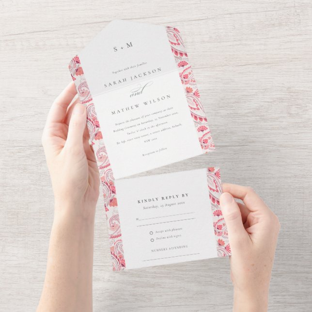 Casamento Clássico Moderno Blush Paisley (Tearaway)