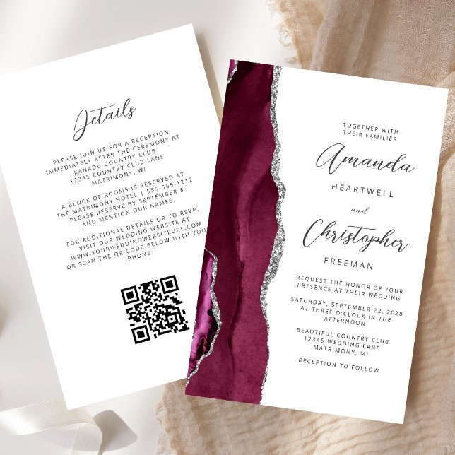 Casamento Código QR com Ágata Prata Orçamento Borg (Criador carregado)