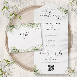 Casamento Código QR Corações Roteiro Elegante Vege