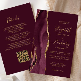 Casamento Código QR de Ágata Dourada de Orçamento 