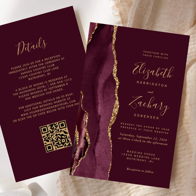 Casamento Código QR de Ágata Dourada de Orçamento  (Criador carregado)