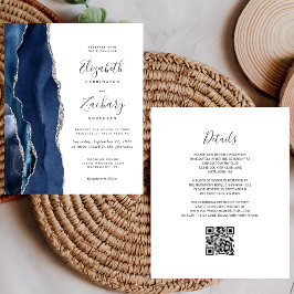 Casamento Código QR de Ágata Prata Azul Orçamento