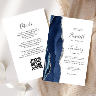 Casamento Código QR de Ágata Prata Azul Orçamento
